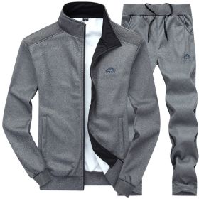 Men's 2 Pieces Full Zip Tracksuits Sport Suits Casual Outfits Jacket & Pants Fitness Tracksuit Set (Color: Dark Gray, size: S)