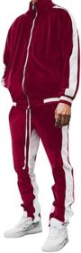 Men's 2 Pieces Full Zip Tracksuits Golden Velvet Sport Suits Casual Outfits Jacket & Pants Fitness Tracksuit Set (Color: Red, size: M)