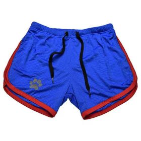 Men Gym Fitness Shorts Bodybuilding sports Jogging shorts Male 2022 Summer Cool Breathable Mesh casual men Shorts Sweatpants (Color: Dark blue red, size: M)