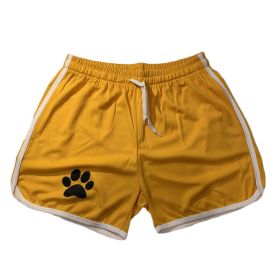 Men Gym Fitness Shorts Bodybuilding sports Jogging shorts Male 2022 Summer Cool Breathable Mesh casual men Shorts Sweatpants (Color: Yellow white, size: M)