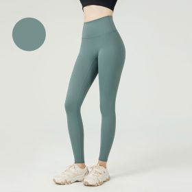 High Waist Naked feeling Leggings Push Up Sport Women Fitness Running Yoga Pants Energy Seamless Leggings Gym Girl leggings (Color: Style2Lake Green, size: L)