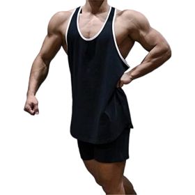 Men's A-Shirt Sleeveless Shirt Men's Gym Tank Shirt Quick Dry Shirt Cool Vest for Men Letter Print t-Shirt (Color: BLACK-XXL)