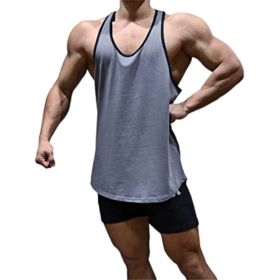 Men's A-Shirt Sleeveless Shirt Men's Gym Tank Shirt Quick Dry Shirt Cool Vest for Men Letter Print t-Shirt (Color: GRAY-L)