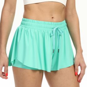 2 in 1 Flowy Tennis Skirts for Women Gym Yoga Shorts Athletic Running Workout Exercise Fitness Comfy Lounge Shorts Summer (Color: green, size: XL)