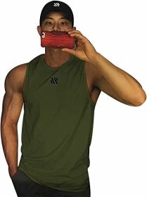 Men's A-Shirt Tank Sleeveless Shirt Men's Gym Tank Shirt Quick Dry Cool Shirt Casual Vest for Men (Color: dark green, size: XL)