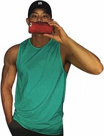 Men's A-Shirt Tank Sleeveless Shirt Men's Gym Tank Shirt Quick Dry Cool Shirt Casual Vest for Men (Color: Green3, size: M)