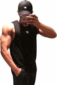 Men's A-Shirt Tank Sleeveless Shirt Men's Gym Tank Shirt Quick Dry Cool Shirt Casual Vest for Men (Color: Black1, size: M)