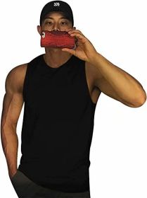 Men's A-Shirt Tank Sleeveless Shirt Men's Gym Tank Shirt Quick Dry Cool Shirt Casual Vest for Men (Color: Black2, size: XL)