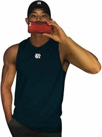 Men's A-Shirt Tank Sleeveless Shirt Men's Gym Tank Shirt Quick Dry Cool Shirt Casual Vest for Men (Color: Blue, size: M)