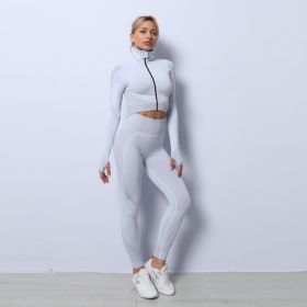 Women's Yoga Tracksuits Bra Workout Leggings Women's 3 Piece Women's Gym Suit Women's Yoga Tracksuit Set (Color: Grey, size: L)