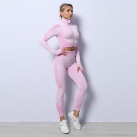 Women's Yoga Tracksuits Bra Workout Leggings Women's 3 Piece Women's Gym Suit Women's Yoga Tracksuit Set (Color: pink purple, size: XL)