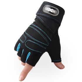 Gloves Weight Exercises Half Finger Lifting Gloves Body Building Training Sport Gym Fitness Gloves for Men Women (Color: sky blue, size: L)