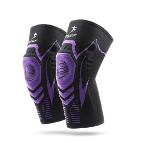 Knee Sleeve Fit Support with Side Stabilizers,for Men Women Sports,Joint Pain and Arthritis Relief, Improved Circulation Compression - Single (Color: Purple, size: large)