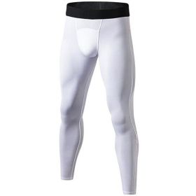 Men's Compression Pants - Workout Leggings for Gym, Basketball, Cycling (Color: White, size: S)