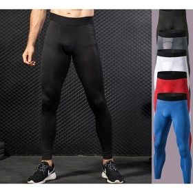 Men's Compression Pants - Workout Leggings for Gym, Basketball, Cycling (Color: Black, size: L)