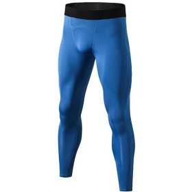 Men's Compression Pants - Workout Leggings for Gym, Basketball, Cycling (Color: Blue, size: M)