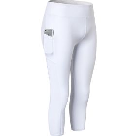 Women High Waist Yoga Leggings Gym Pants (Color: White, size: L)