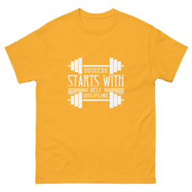 T-shirt Success Start with self discipline (Color: Yellow, size: XL)